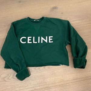 Celine green cropped sweatshirt NWT